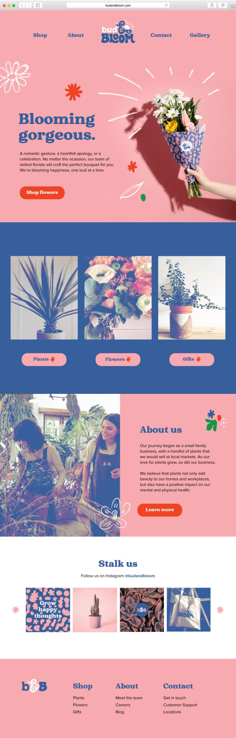 Website home page design for Bud & Bloom